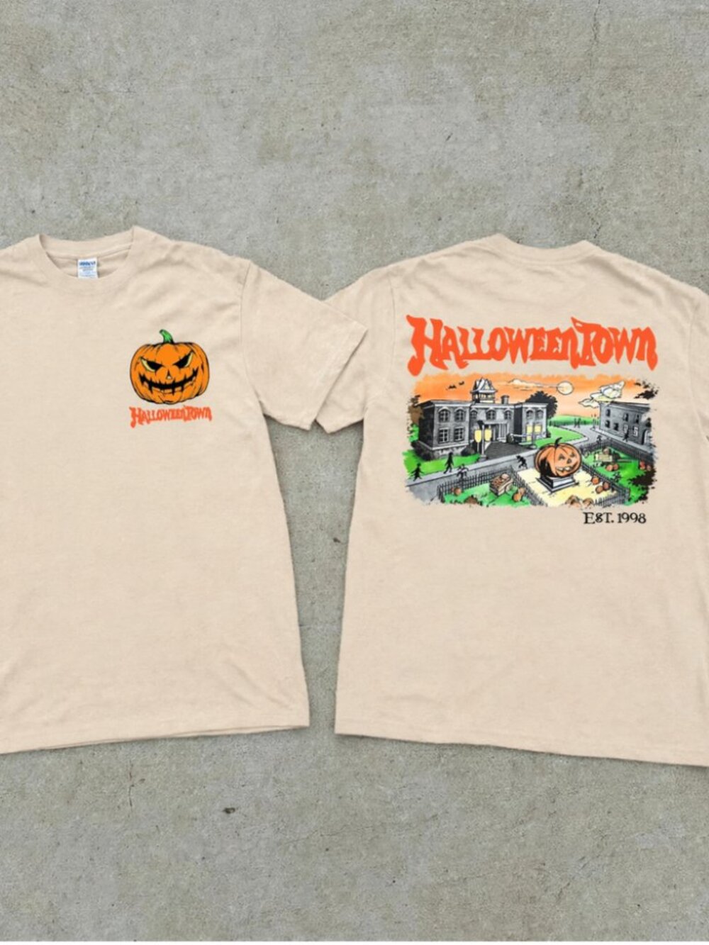 Ithalt Mens Halloween Shirt Halloweentown Pumpkin Short Sleeve T-Shirt